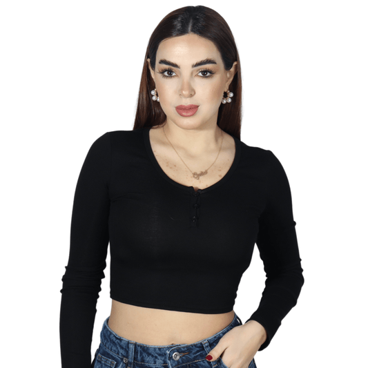 SHEIN Shein Womens Tops S / Black SHEIN - Long Sleeves Blouse