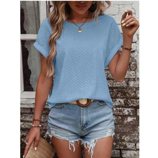 SHEIN Shein Womens Tops L / Blue SHEIN -  LUNE Solid Batwing Sleeve T-Shirt