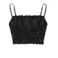 SHEIN Shein Womens Tops S / Black SHEIN - Mesh Front Frill Trim Crop Top