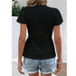 SHEIN Shein Womens Tops L / Black SHEIN - Mesh Lace Trim Striped T-Shirt