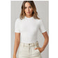 SHEIN Shein Womens Tops S / White SHEIN - Mock-Neck Rib-knit T-Shirt