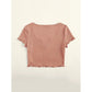 SHEIN Shein Womens Tops XL / Beige SHEIN - Notch Neck Lettuce Trim Top