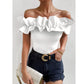 SHEIN Shein Womens Tops M / White SHEIN -  Off Shoulder Ruffle Trim top