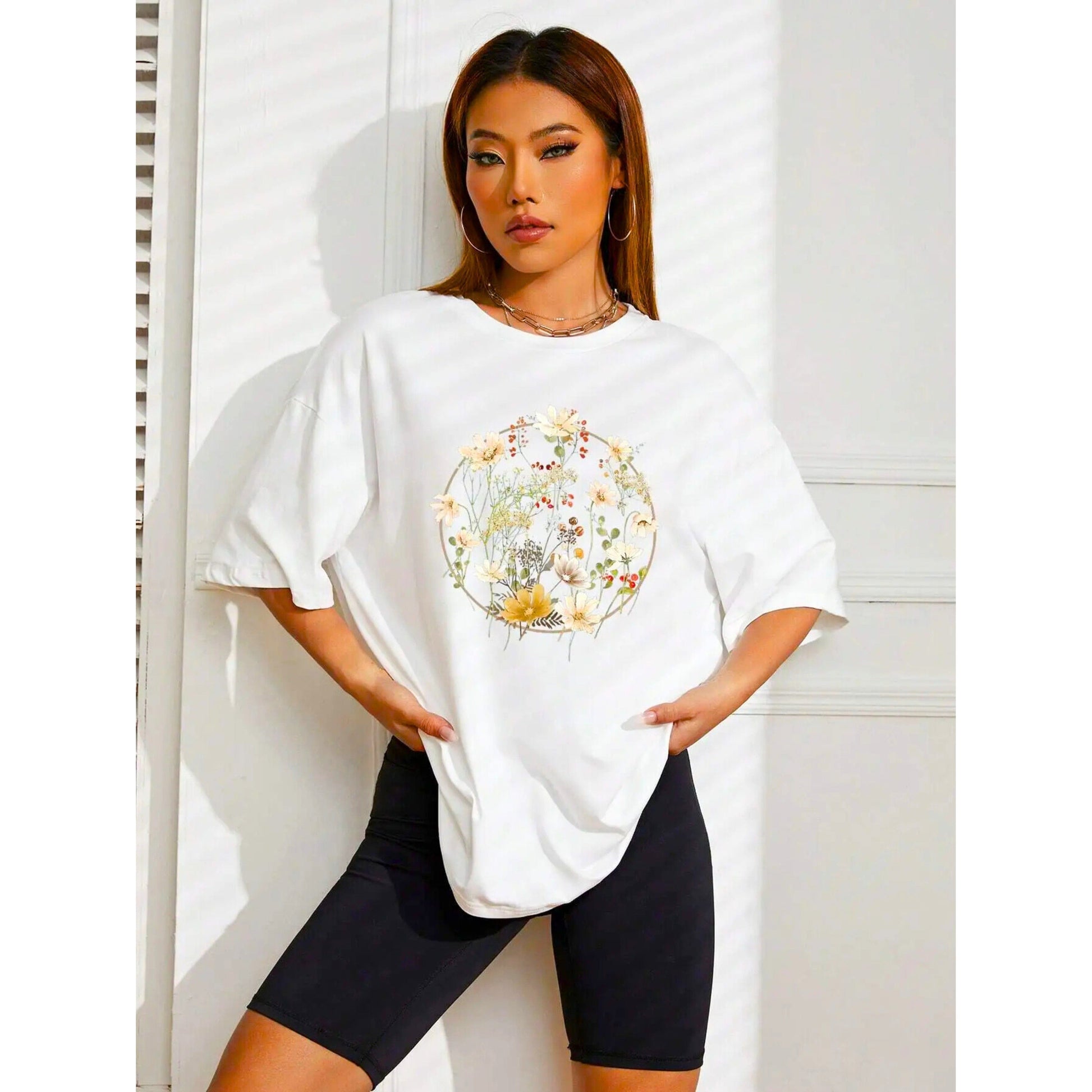 SHEIN Shein Womens Tops XS / White SHEIN - Oversized logo  plain t-shirt