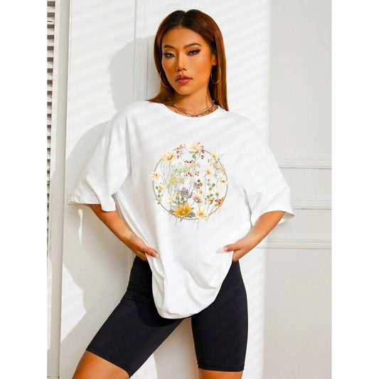 SHEIN Shein Womens Tops XS / White SHEIN - Oversized logo  plain t-shirt