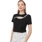 SHEIN Shein Womens Tops S / Black SHEIN - Pearl Tape Cut-Out T-Shirt