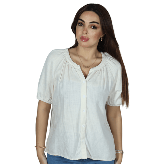 SHEIN Shein Womens Tops M / Off-white SHEIN - Plain simple button up shirt
