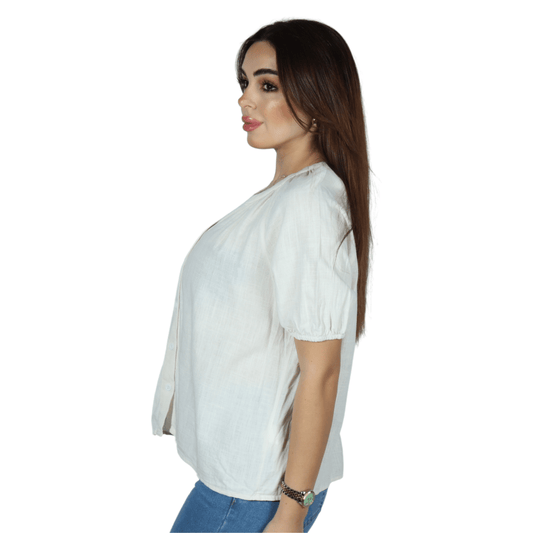 SHEIN Shein Womens Tops M / Off-white SHEIN - Plain simple button up shirt