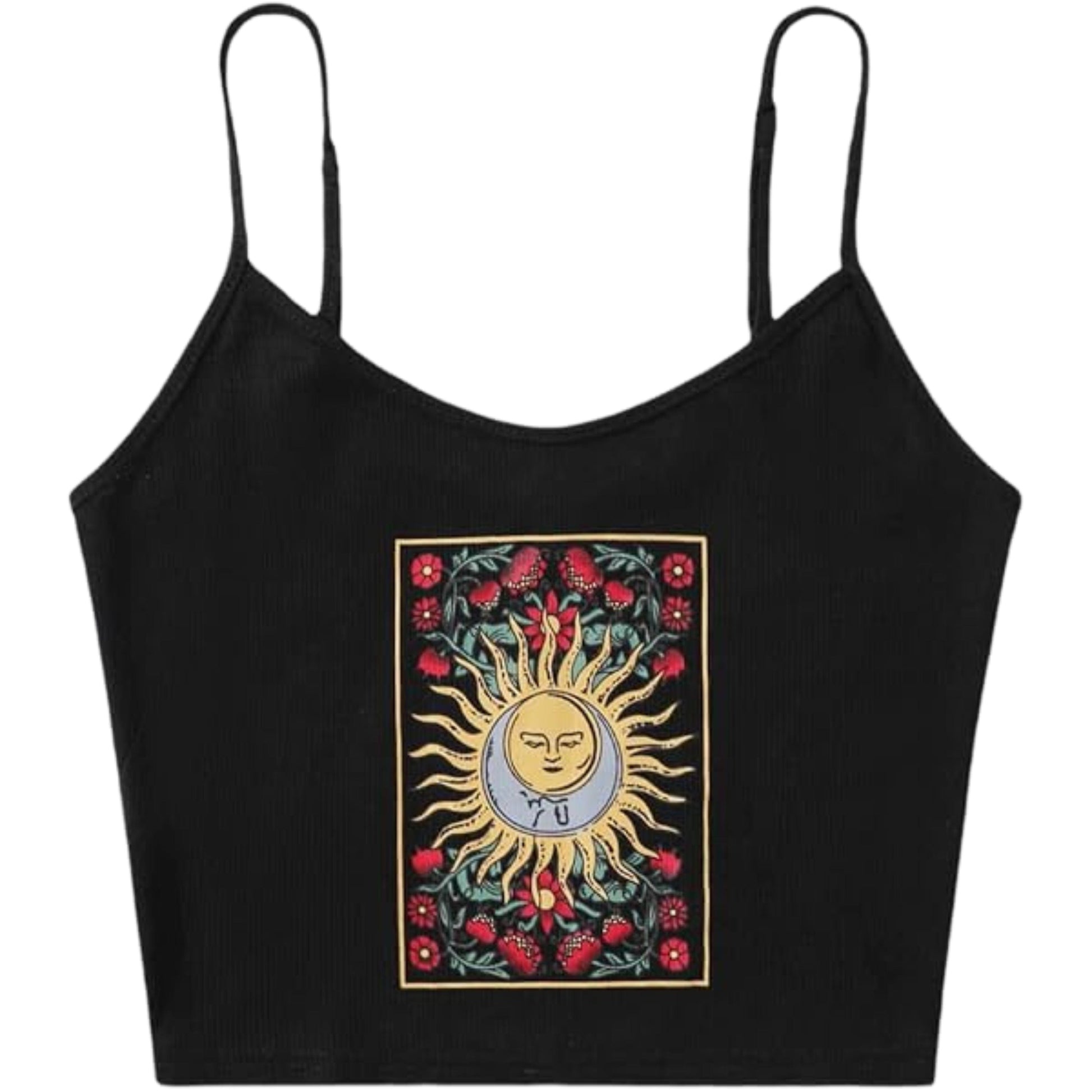 SHEIN Shein Womens Tops S / Black SHEIN - Printed Crop Top