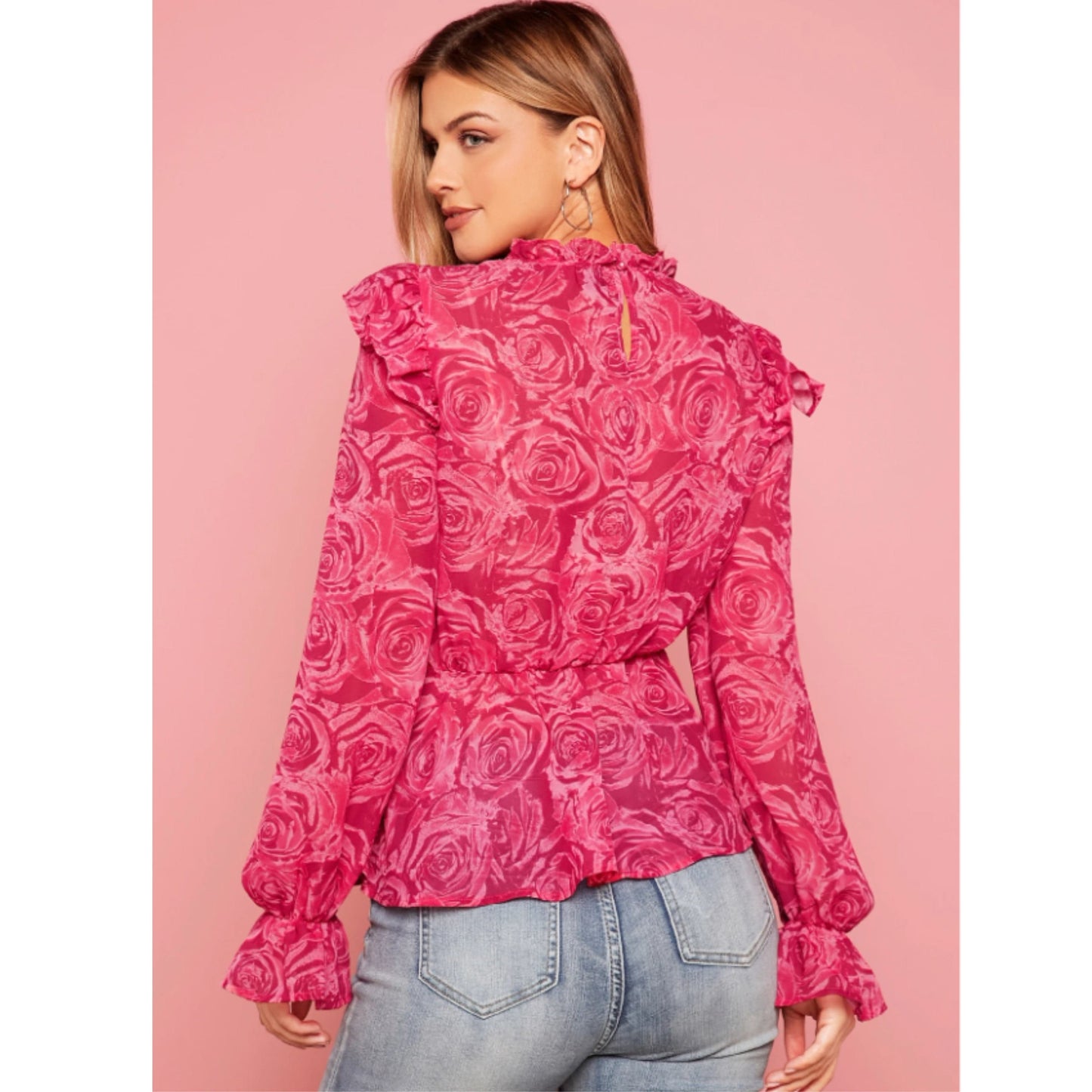 SHEIN Shein Womens Tops XL / Pink SHEIN - Printed Floral Blouse
