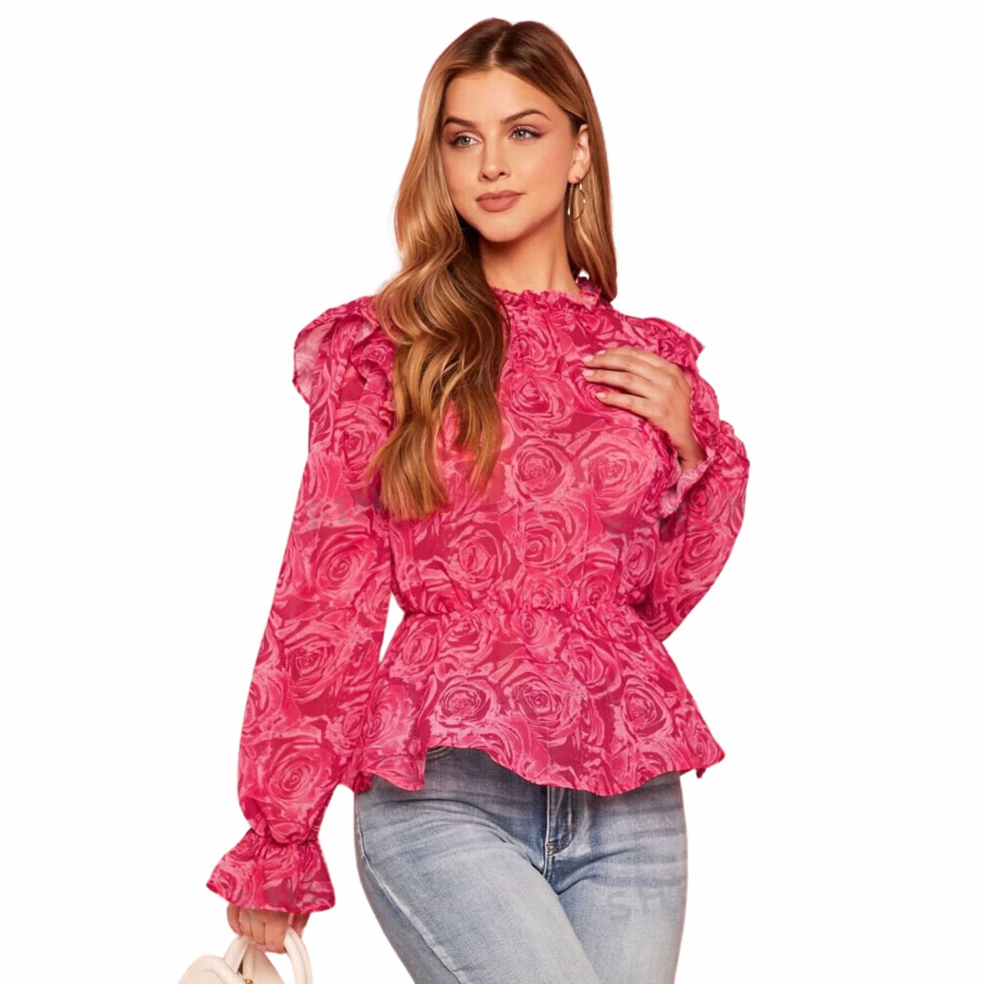 SHEIN Shein Womens Tops XL / Pink SHEIN - Printed Floral Blouse