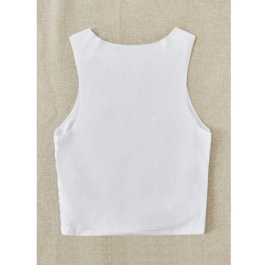 SHEIN Shein Womens Tops L / White SHEIN - r Solid Color Crop Tank Top