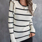 SHEIN Shein Womens Tops M / Multi-Color SHEIN - Relaxiva Striped Pattern Ruffle Trim Sweater