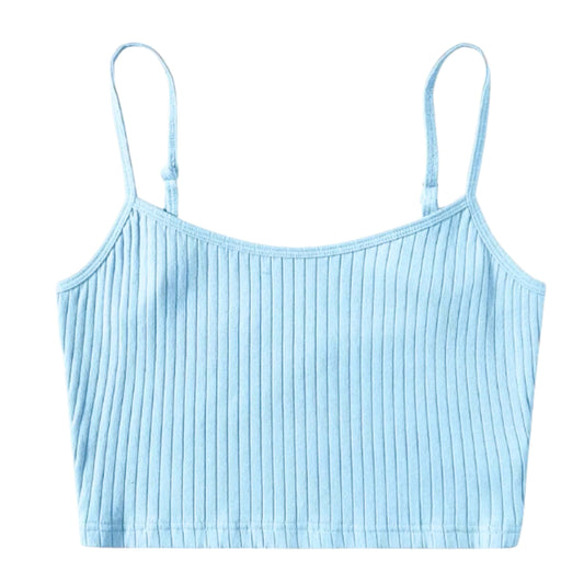 SHEIN Shein Womens Tops M / Blue SHEIN - Rib Crop Top