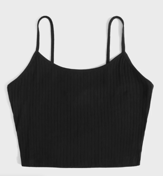 SHEIN Shein Womens Tops M / Black SHEIN - Rib Crop Top