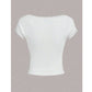 SHEIN Shein Womens Tops XS / White SHEIN - Ribbed Lace Trim Short Sleeve Casual T-Shirt