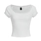 SHEIN Shein Womens Tops XS / White SHEIN - Ribbed Lace Trim Short Sleeve Casual T-Shirt