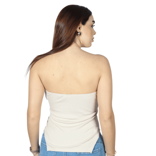 SHEIN Shein Womens Tops M / Beige SHEIN - Ribbed off shoulder design top