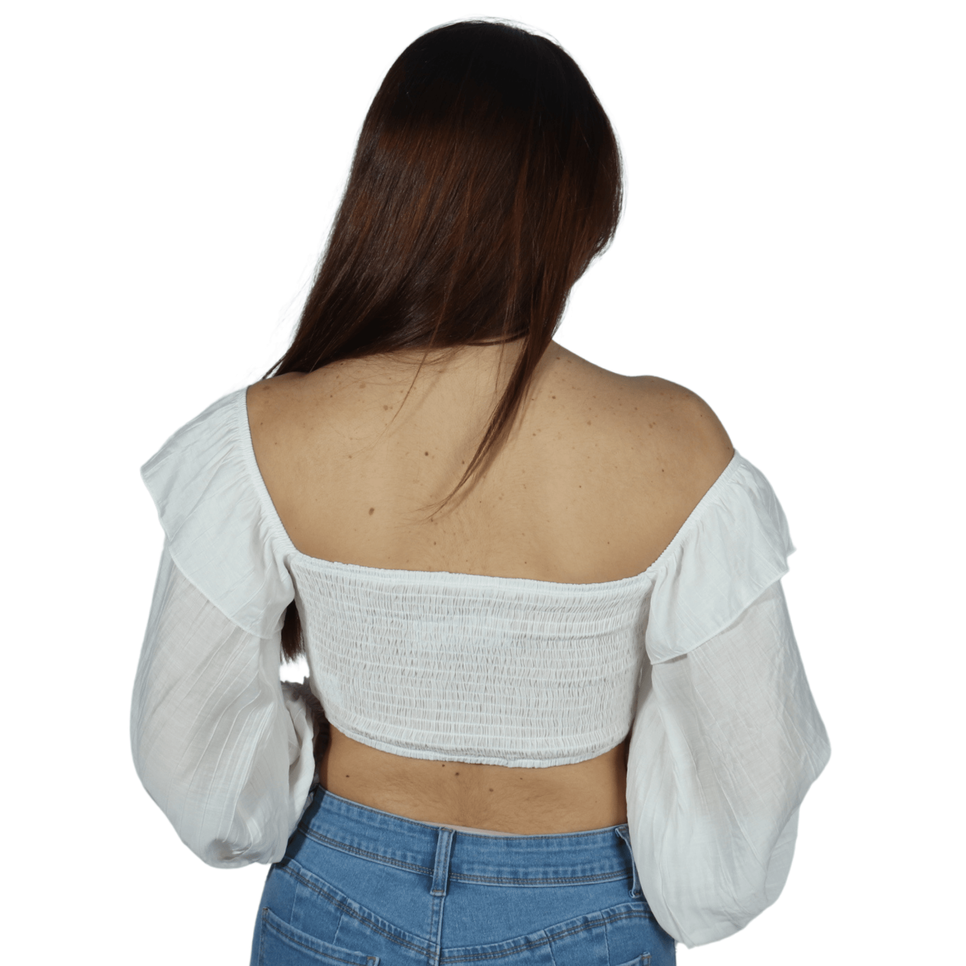 SHEIN Shein Womens Tops M / White SHEIN - Rustic Off Shoulder Self Tie Crop Top