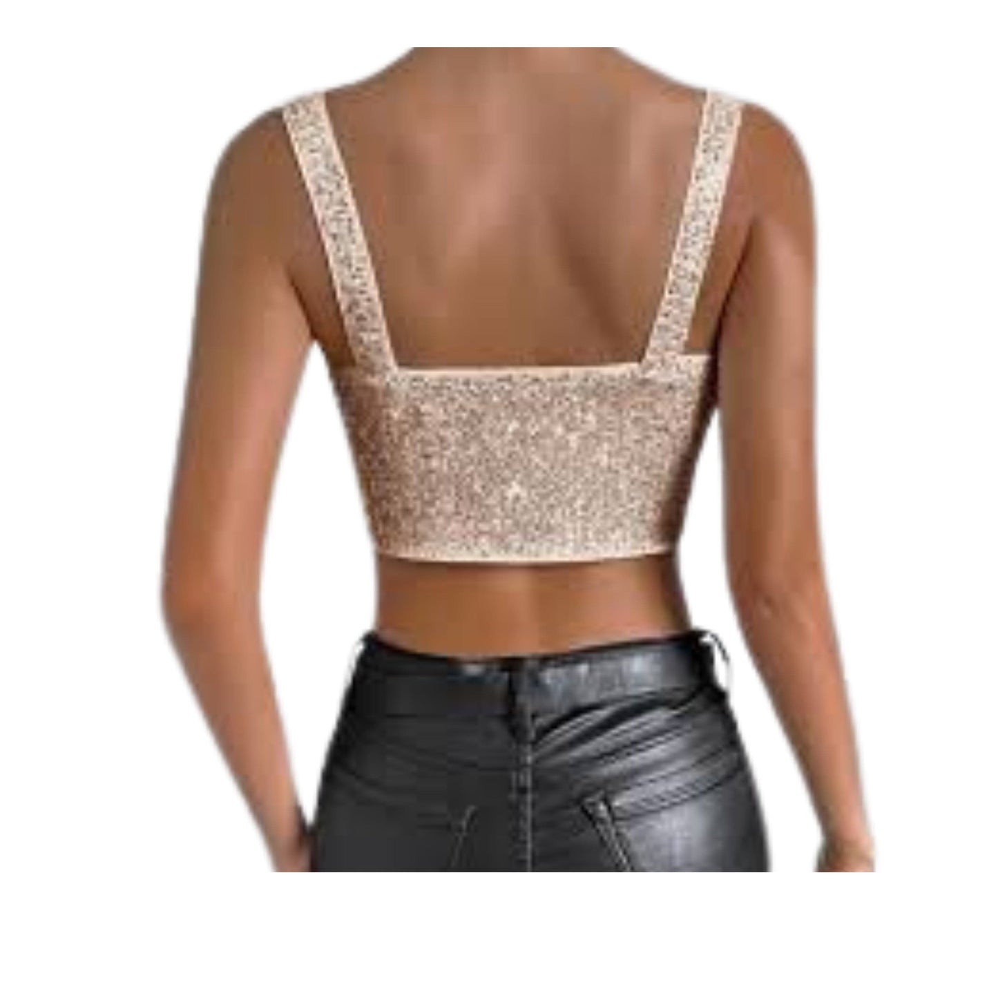 SHEIN Shein Womens Tops S / Gold SHEIN -  Sequin Crop Top