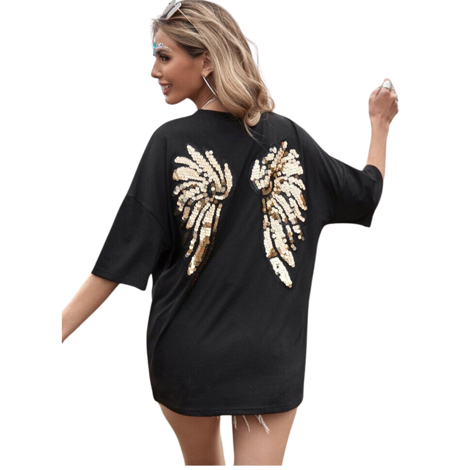 SHEIN Shein Womens Tops XL / Black SHEIN - Sequin Wing T-Shirt