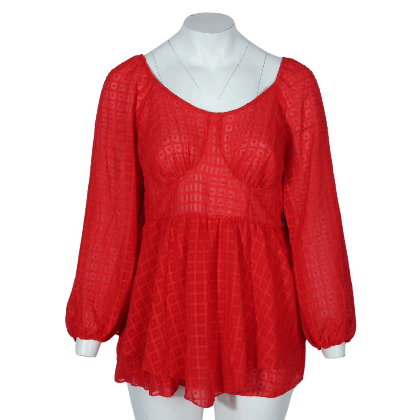 SHEIN Shein Womens Tops XXL / Red SHEIN - Sheer Textured Design Top