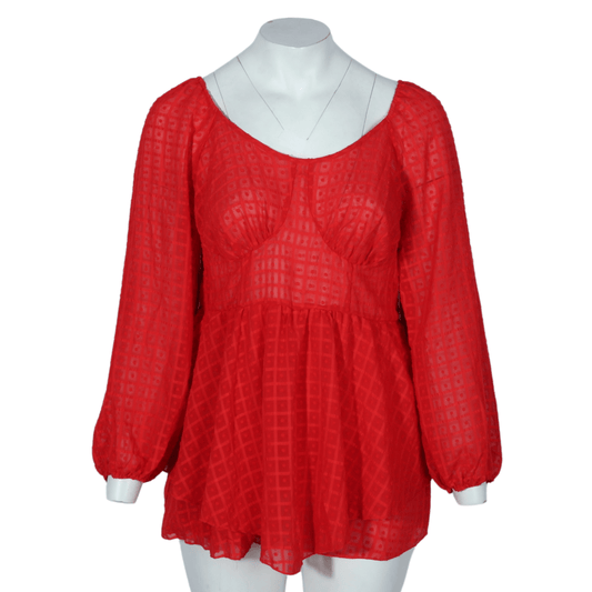 SHEIN Shein Womens Tops XXL / Red SHEIN - Sheer Textured Design Top