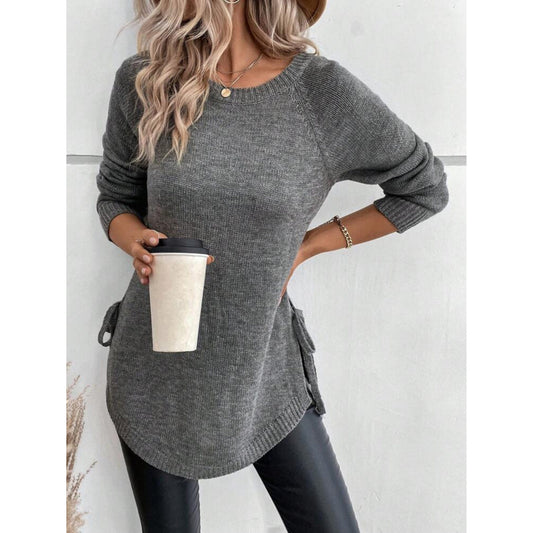 SHEIN Shein Womens Tops XL / Grey SHEIN - Sleeve Knot Side Sweater