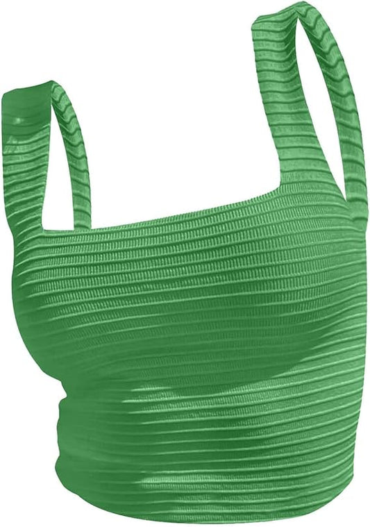 SHEIN Shein Womens Tops One Size / Green SHEIN - Slim Fitted Knit Tank top
