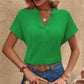 SHEIN Shein Womens Tops XL / Green SHEIN -  Solid Batwing Sleeve Notched Neckline Blouse