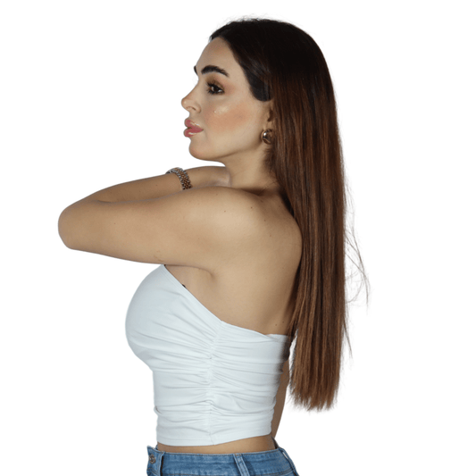 SHEIN Shein Womens Tops Tall S / White SHEIN - Solid Color Cropped Casual Tube Top