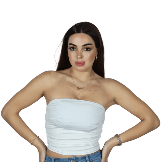 SHEIN Shein Womens Tops Tall S / White SHEIN - Solid Color Cropped Casual Tube Top