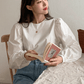 SHEIN Shein Womens Tops L / White SHEIN - Solid Color Puff Sleeve Daily Blouse