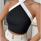 SHEIN Shein Womens Tops S / Black SHEIN - Solid Pattern Halter Neck Sleeveless Fitted Top