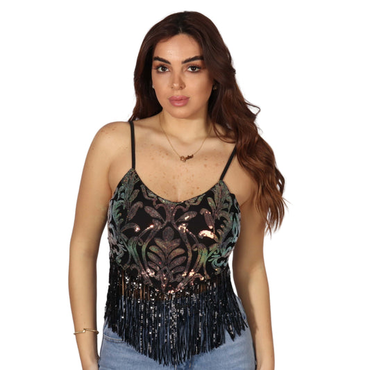 SHEIN Shein Womens Tops M / Multi-Color SHEIN - Sparkle stitch crop top