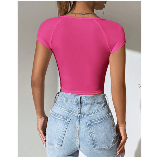 SHEIN Shein Womens Tops L / Pink SHEIN - Square Neck Blouse