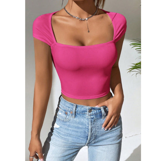 SHEIN Shein Womens Tops L / Pink SHEIN - Square Neck Blouse