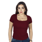 SHEIN Shein Womens Tops S / Burgundy SHEIN - Texture  Design Short Sleeves