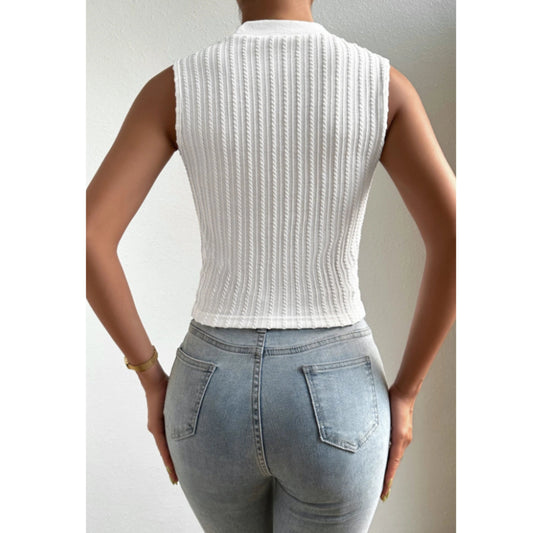 SHEIN Shein Womens Tops S / White SHEIN - Texture SolId crop top Design