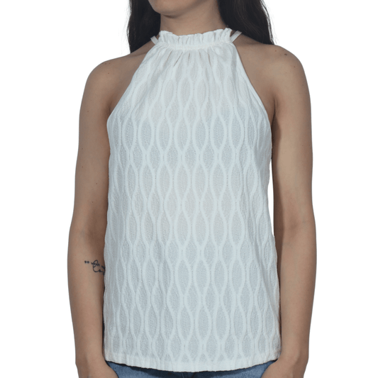 SHEIN Shein Womens Tops M / White SHEIN - Textured simple geometric tank top