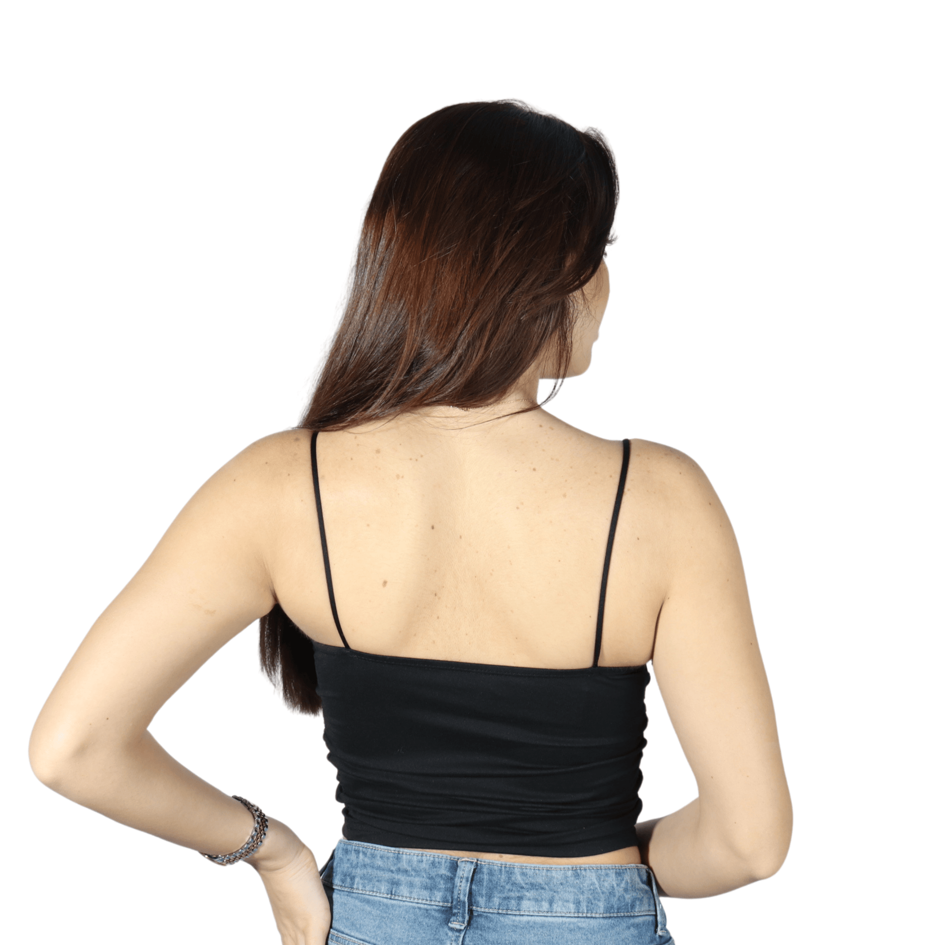 SHEIN Shein Womens Tops Petite XS / Black SHEIN - Thin Straps Solid Crop Top