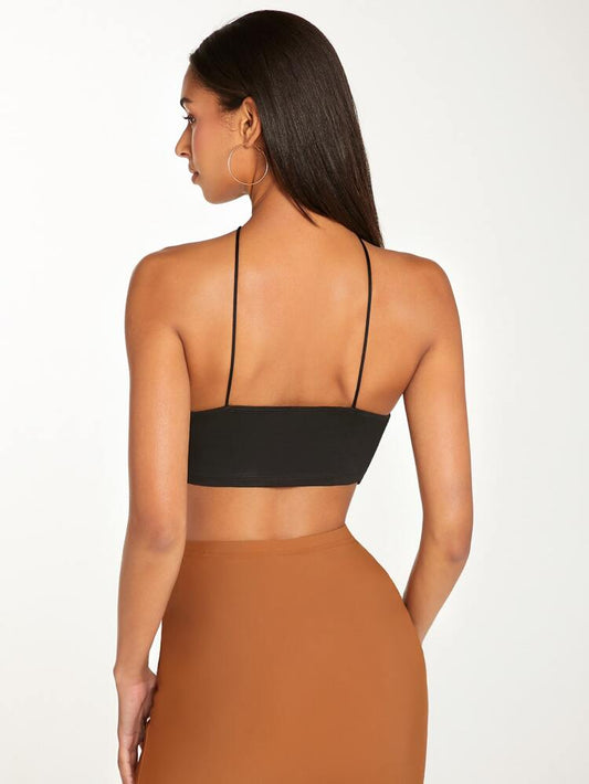 SHEIN Shein Womens Tops S / Black SHEIN -  Tied Crisscross Open Back Halter Top