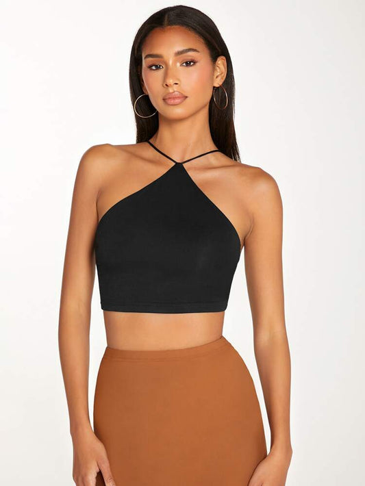 SHEIN Shein Womens Tops S / Black SHEIN -  Tied Crisscross Open Back Halter Top