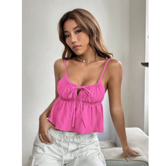 SHEIN Shein Womens Tops M / Pink SHEIN - Ties in front tank top