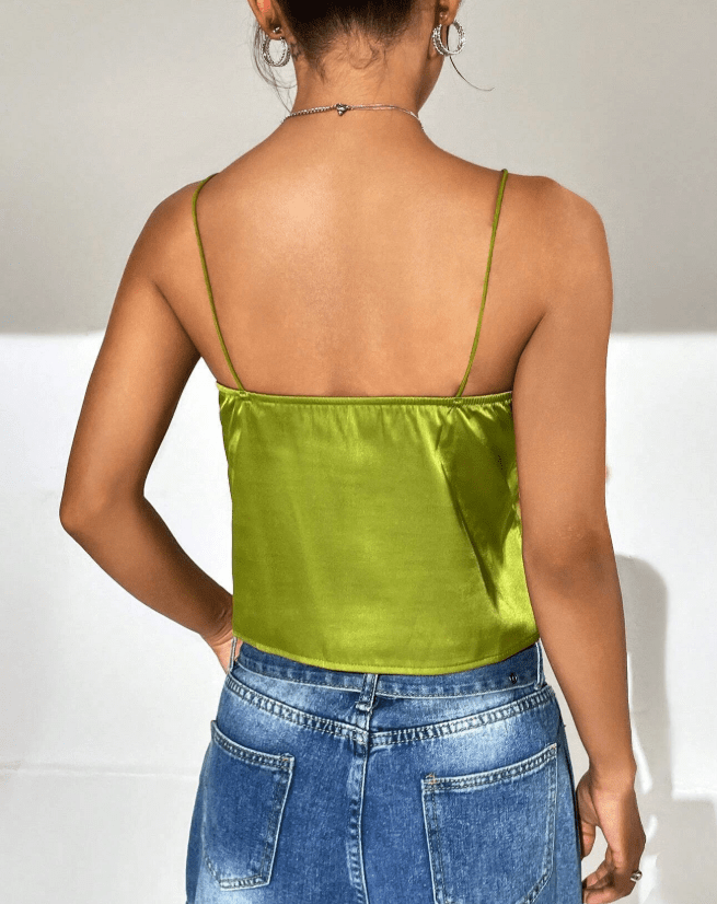 SHEIN Shein Womens Tops S / Green SHEIN - Twist Front Satin Tank top