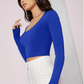 SHEIN Shein Womens Tops M / Blue SHEIN - U neck crop top