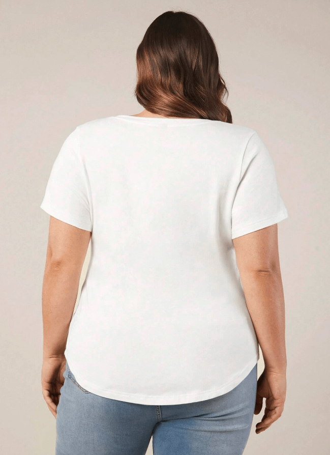 SHEIN Shein Womens Tops XL / White SHEIN - V-Neck Cotton T-Shirt