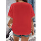 SHEIN Shein Womens Tops S / Brown SHEIN - V Neck Embroidered Guipure Blouse