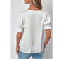 SHEIN Shein Womens Tops M / White SHEIN - V-neck faux button design blouse