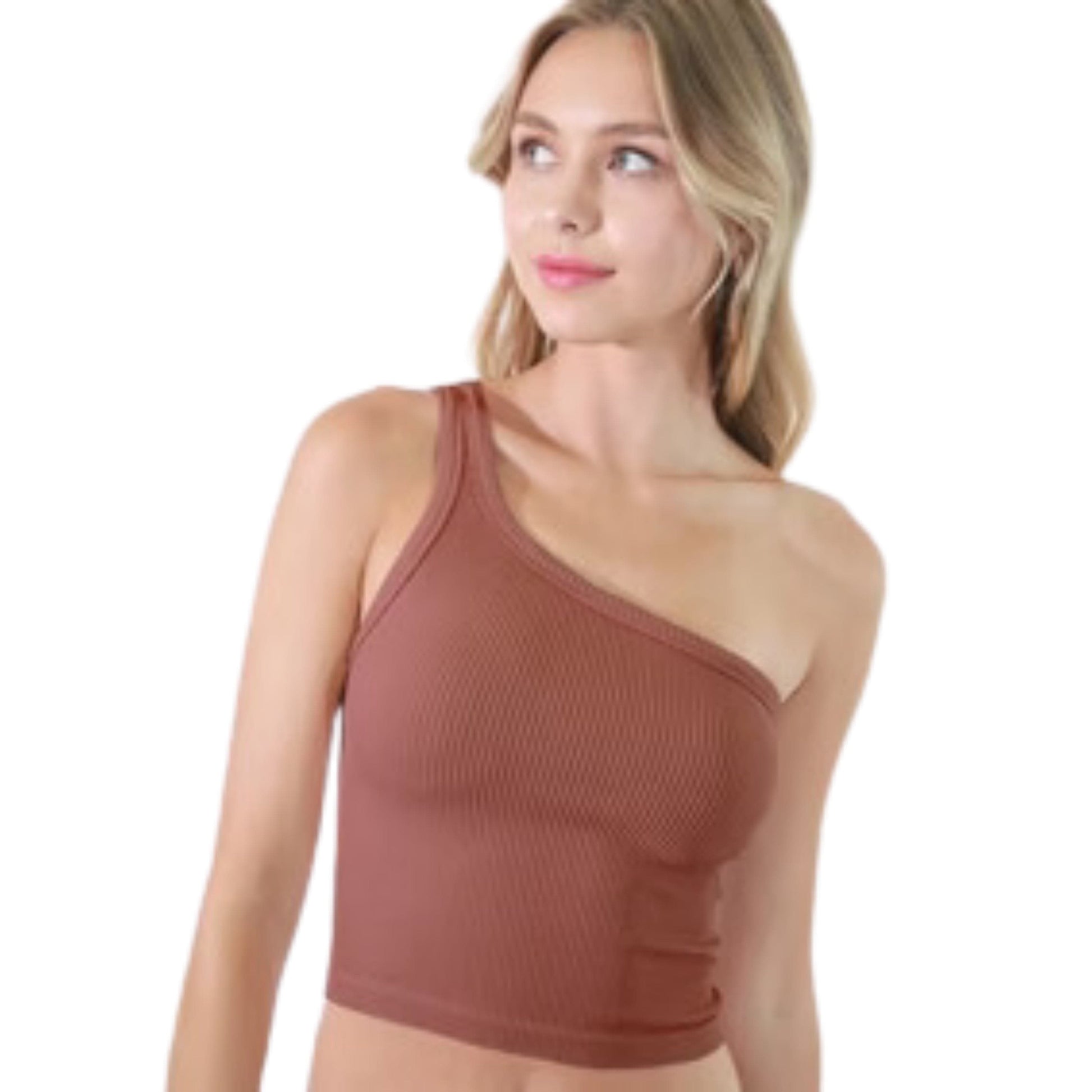 SHEIN Shein Womens Tops S / Brown SHEIN - Vintage One Shoulder